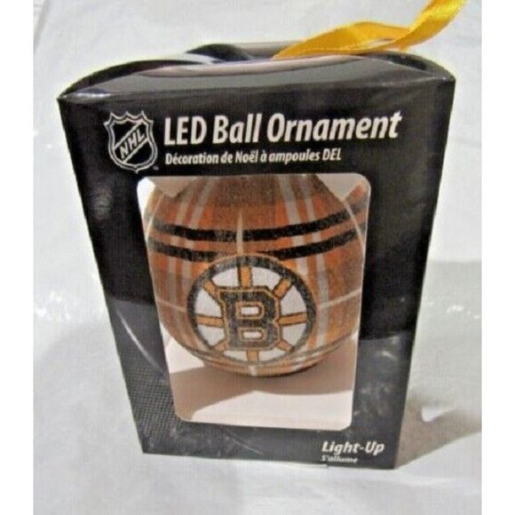 NHL Boston Bruins LED Ball Ornament Glitter Plaid by Team Sports America - Picture 1 of 6